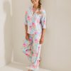 Woven Sateen 3/4-Sleeve Top & Pants Pajama Set