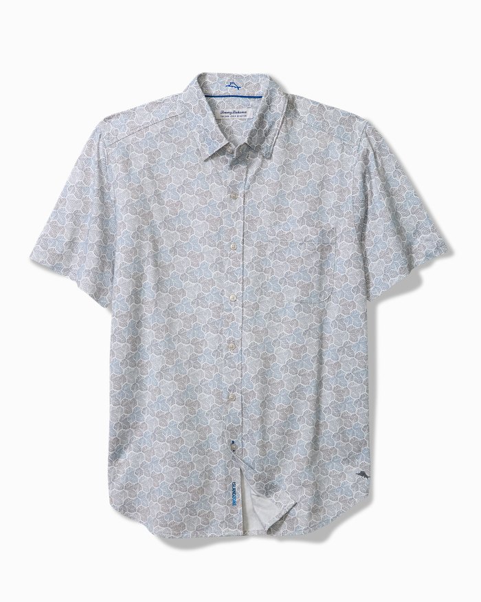 San Lucio Tri Leaf Geo Stretch Knit Shirt