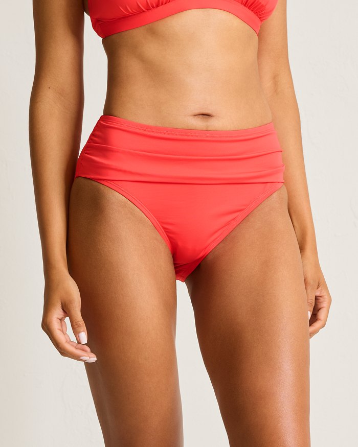 Pearl High-Waist Shirred Bikini Bottoms