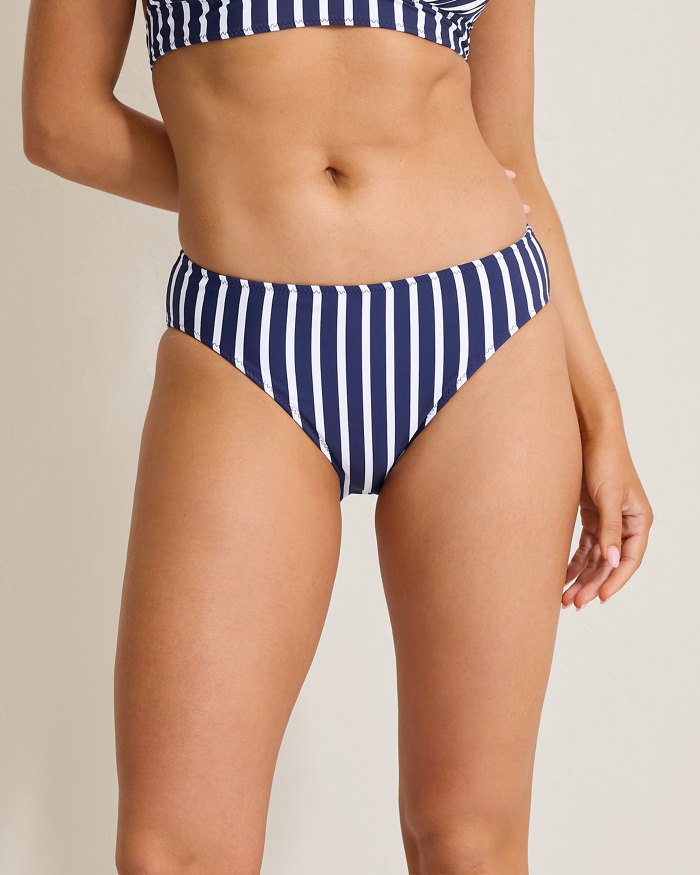 Coastline Stripe Reversible High-Waist Bikini Bottoms