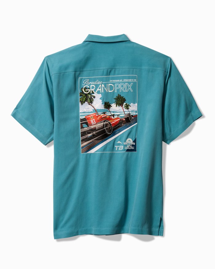 Big & Tall Tommy Bahama Grand Prix Silk Camp Shirt