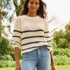 Zoe Stripe Cotton Crew Sweater