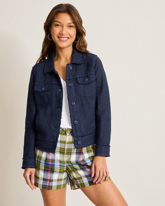 Two Palms Linen Raw-Edge Jacket