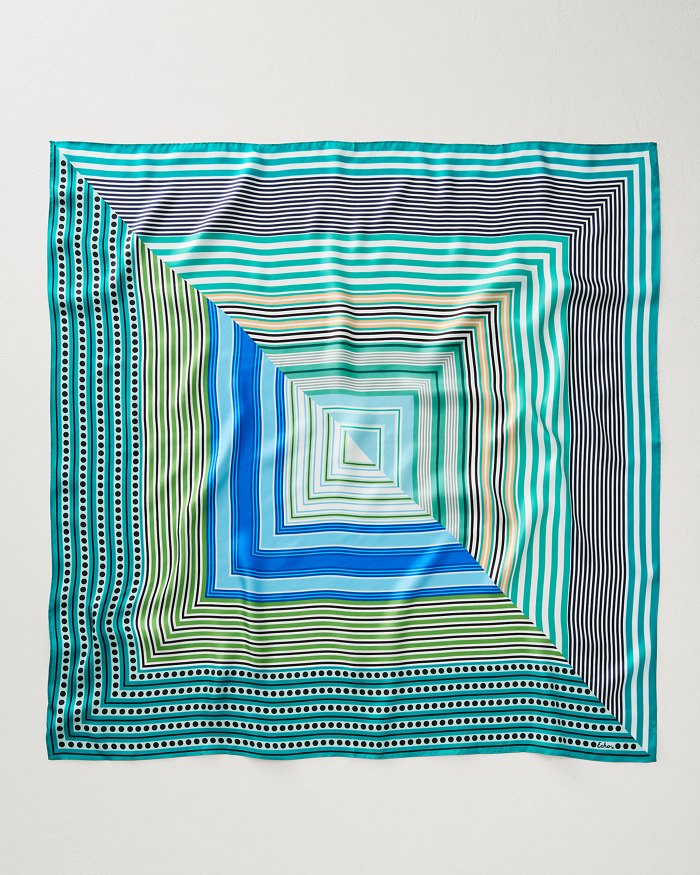 Stripe Vortex Square Silk Scarf
