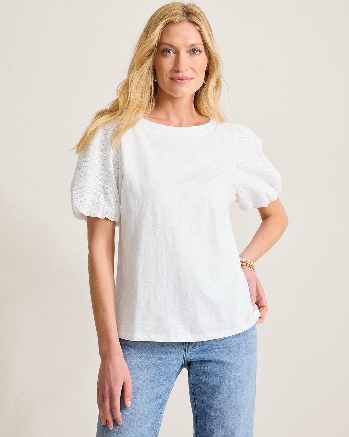 Eyelet Puff-Sleeve Lux T-Shirt