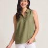 Coastalina Linen Sleeveless Popover Top