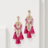 Tropical Blooms Tassel Shell Statement Earrings