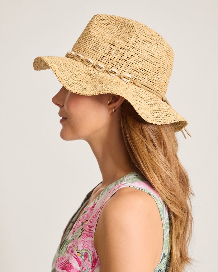 Lydia Crochet Raffia Packable Hat