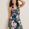 Sophia Tropical Bliss Faux-Wrap Halter Dress