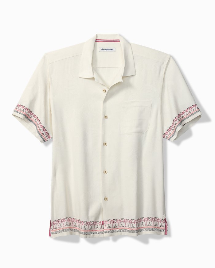 Big & Tall Greco Palms Silk Camp Shirt