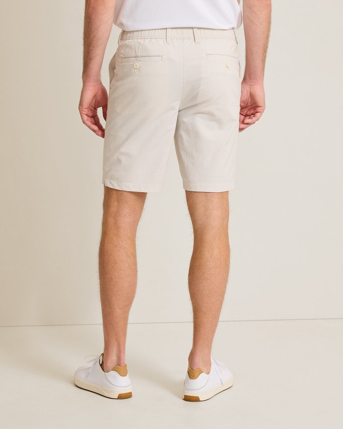 Nova Wave Stretch-Seersucker Sand Stripe 9-Inch Shorts