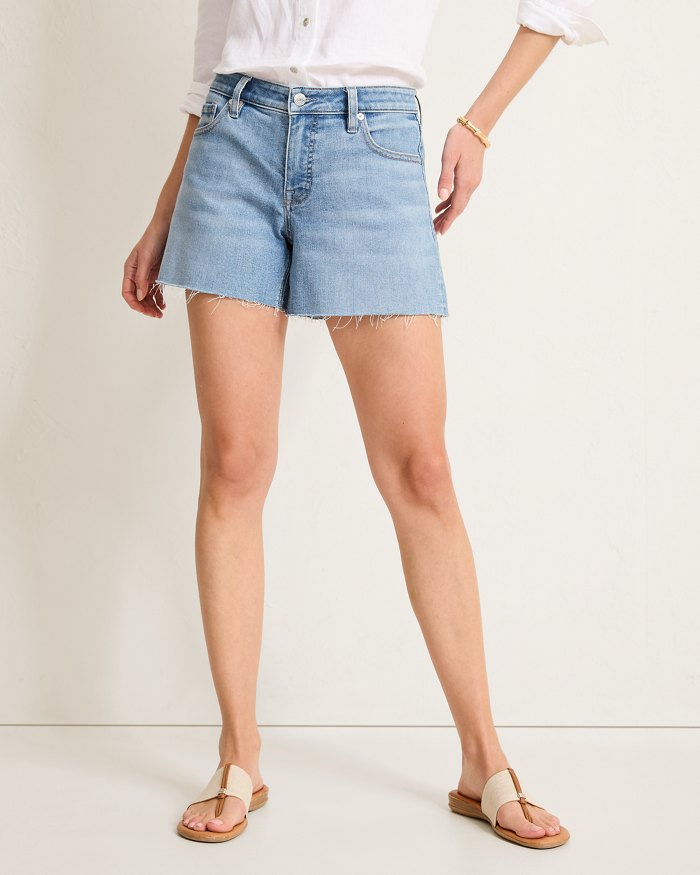 Relaxed Raw-Edge Jean Shorts