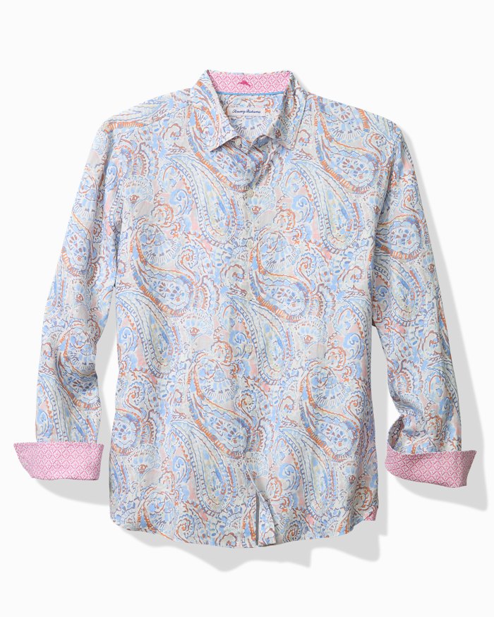 Big & Tall Playa Blanca Paisley Linen Shirt