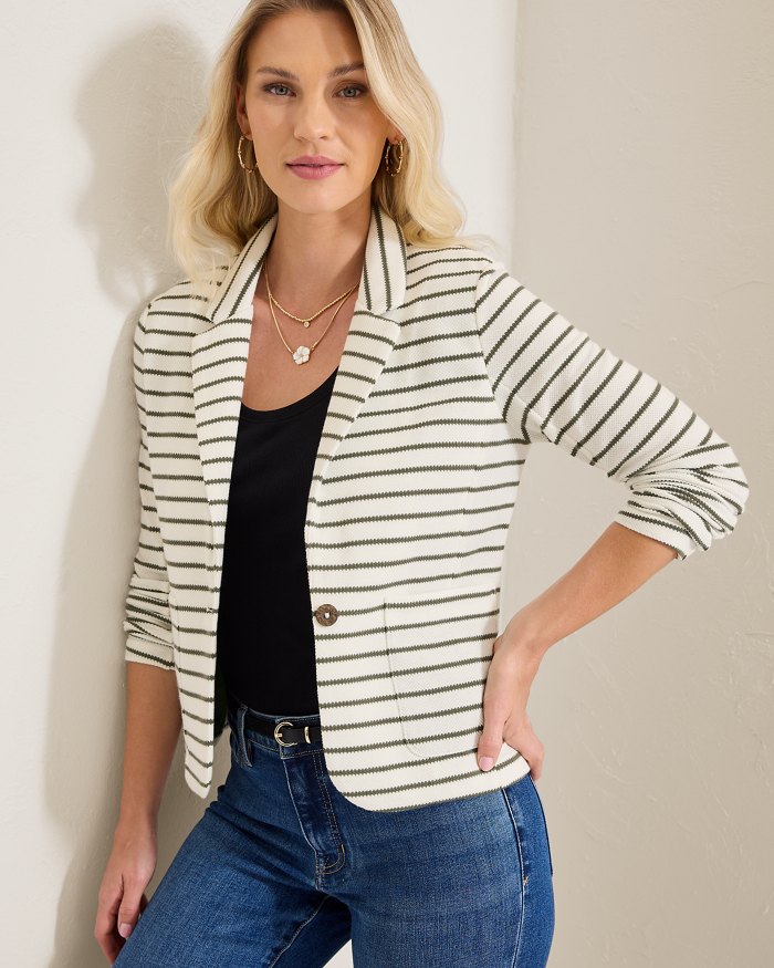 Knit Piqué Stripe Blazer