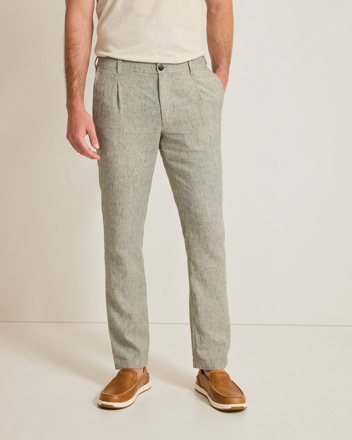 Isla Sands Stripe Stretch-Linen Pants