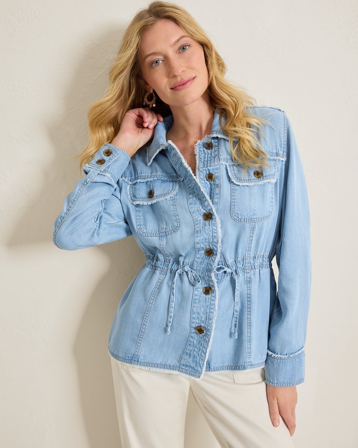 Chambray O'Lei Linen-Blend Utility Jacket