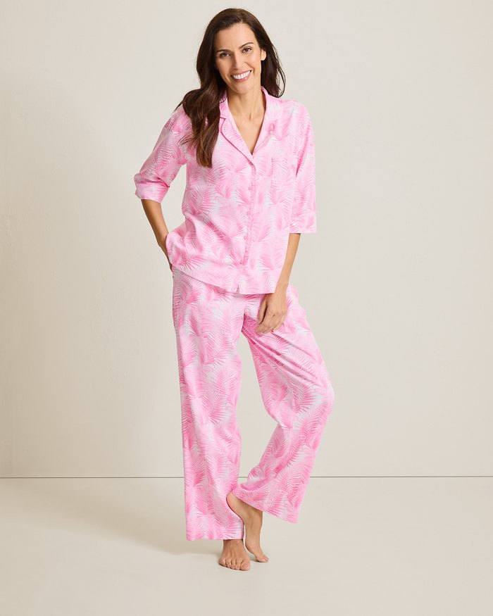 Woven Sateen 3/4-Sleeve & Pants Pajama Set
