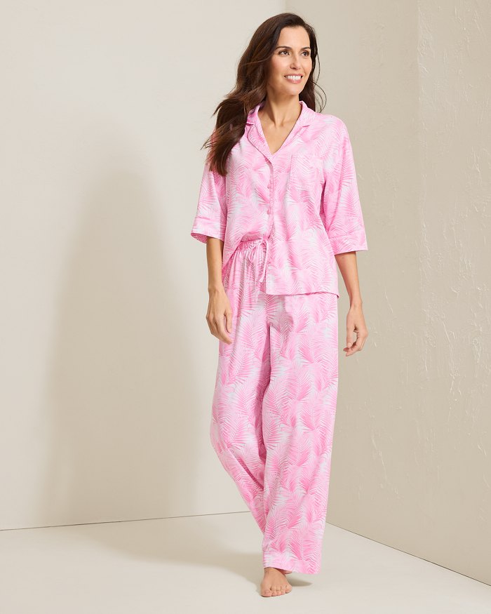 Woven Sateen 3/4-Sleeve & Pants Pajama Set
